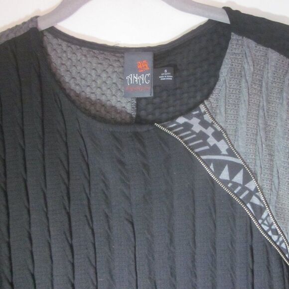 ANAC by Kimi  Size S Long Sleeve Black Gray Textured Pullover Knit Top 34" Bust - Picture 3 of 9